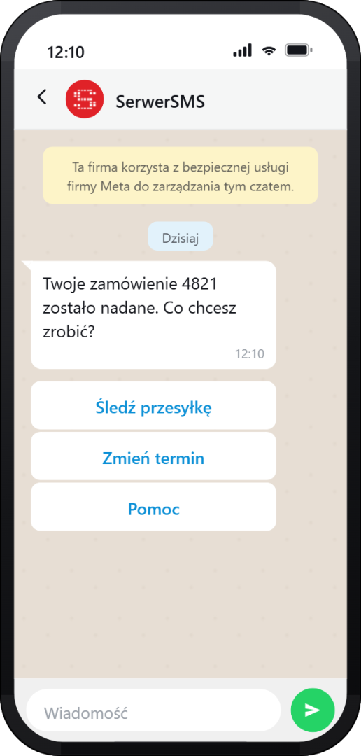 Powiadomienie transakcyjne WhatsApp