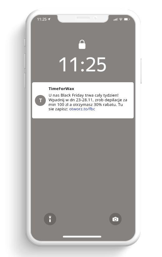 Przykładowy SMS od TimeForWax