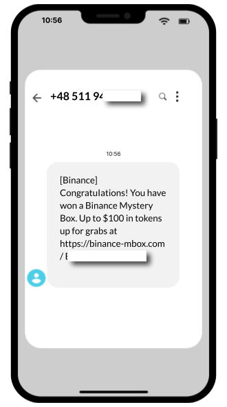 Przykładowy SMS wysłany z losowe numeru