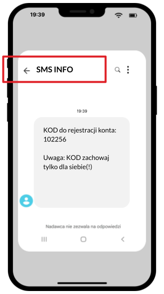 Przykładowy SMS z nazwą nadawcy wysłany z platformy SerwerSMS